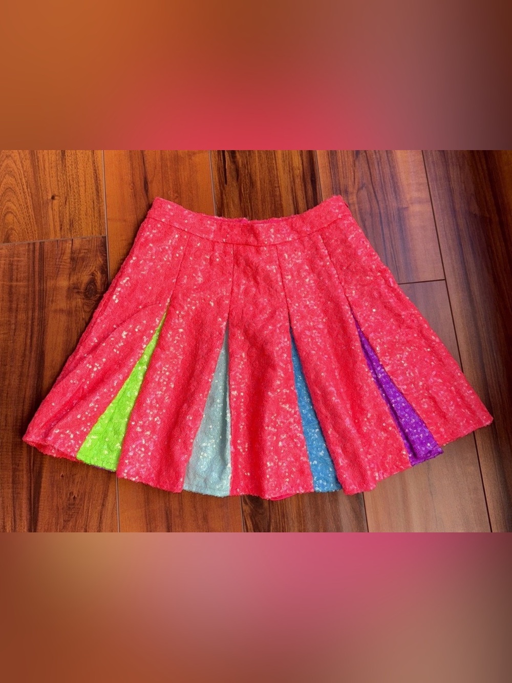 NWOT Queen of Sparkles Pink Sequin Rainbow Pleated Skort | Extra Small (XS)